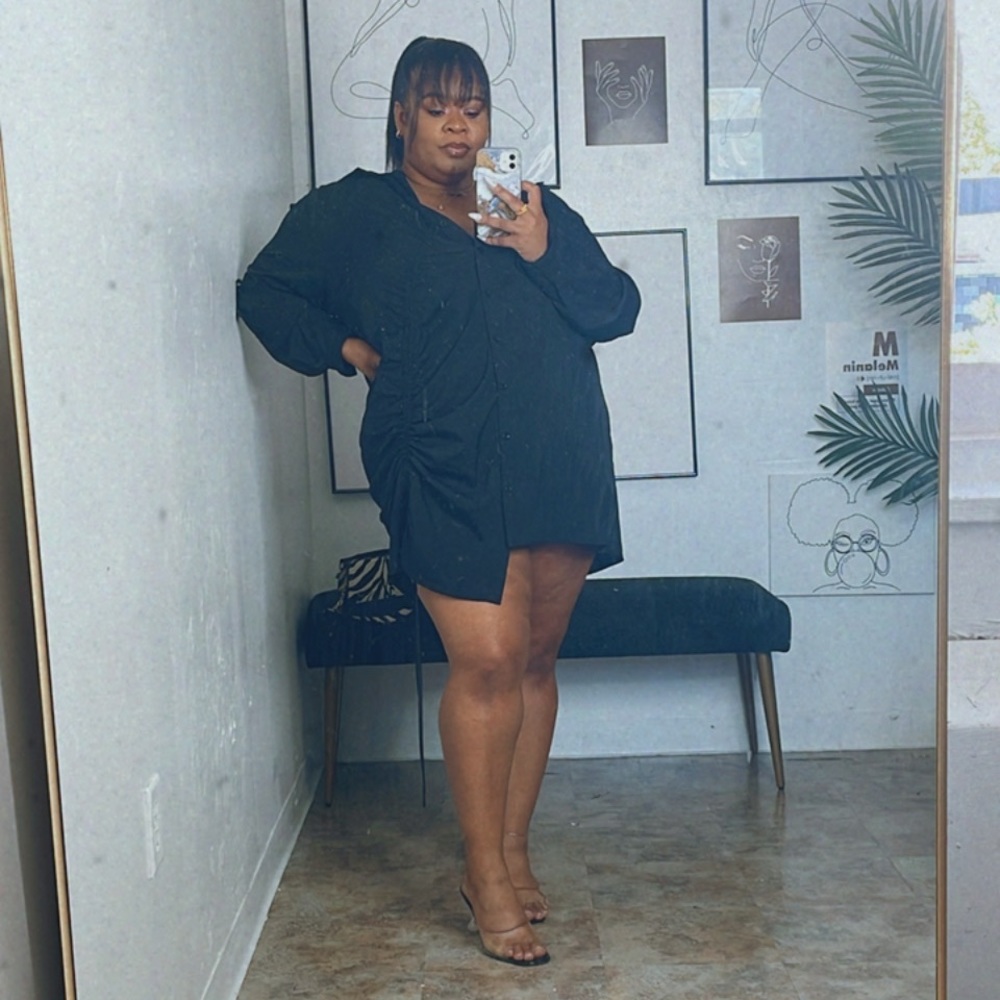 Ruched Front Shirt Dress